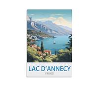 UnNiQ Poster vintage sur toile du lac d'annecy France - Décoration murale pour salon, chambre à coucher - 20 x 30 cm