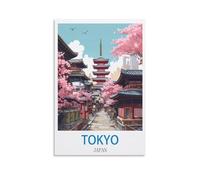 UnNiQ Tokyo Japon Poster vintage sur toile de voyage 40 x 60 cm Décoration murale pour salon, chambre à coucher