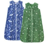 Unnivoll Gigoteuse Bébé 2,0 Tog Lot de 2 Sac de Couchage Bébé 18-36 Mois Automne Hiver Chaud et Doux 90cm pour Nouveau-né Garçon Fille Planète bleu-vert