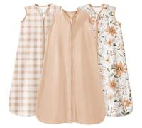 Unnivoll Gigoteuse d'été pour bébé - Tog 0,5 - 100 % pur coton - Gigoteuse d'été - Gigoteuse pour bébé de 6 à 12 mois - 80 cm - Bébé garçon fille nouveau-né - Marron - Motif floral