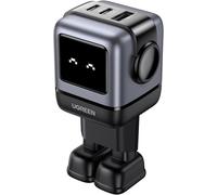 Uno 65W 3 Ports Chargeur Usb C Rapide Ganfast En Forme De Robot Mignon Compatible Avec Iphone 17 Pro Max Air 16 15 14 13 Pixel Galaxy Pss 45W 25W S25 S24 S23 Ipad Macbook Pro Air (Noir)