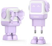 Uno 65W 3 Ports Chargeur Usb C Rapide Ganfast En Forme De Robot Mignon Compatible Avec Iphone 17 Pro Max Air 16 15 14 13 Pixel Galaxy Pss 45W 25W S25 S24 S23 Ipad Macbook Pro Air (Violet)
