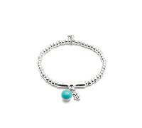 Uno de 50 Bracelet à boules avec main de Fatima et verre de Murano Turquoise Plaqué argent sterling Bijou artisanal Fabriqué en Espagne, Mediano, Verre de Murano, Pas de gemme