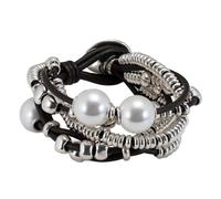 Uno de 50 Bracelet en cuir et plaqué argent