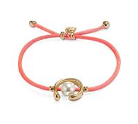 Uno de 50 Bracelet en fil fuchsia avec perle coquillage et apprêts plaqués or 18 carats