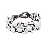 UNOde50 Bracelet large en cuir et plaqué argent