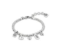 UNOde50 Bracelet plaqué argent avec charme en forme de cœur, trèfle et main