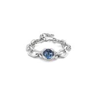 UNO de 50 Bracelet plaqué argent sterling avec maillons, cristal à facettes bleues, fermoir mousqueton et extension