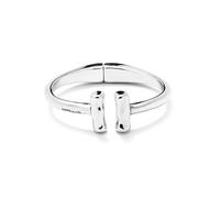 Uno de 50 Bracelet rigide ouvert, plaqué argent avec deux tubes aux extrémités