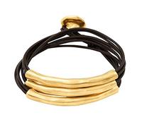 Uno de 50 Bracelet trois tours en cuir et plaqué or