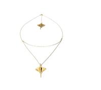 UNO de 50 Collier double chaîne courte en forme de raie plaqué or 18 carats Bijou artisanal fabriqué en Espagne