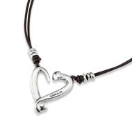 Uno de 50 Collier Femme Artisanal, Pendentif Cœur Argent et Cuir