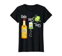 Uno Dos Tres Boisson drôle Tequila Sel Citron Vert T-Shirt Graphique avec Valeur, Femme, Noir, L