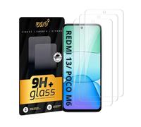 Uno' Lot de 3 films de protection d'écran en verre trempé pour Xiaomi Redmi 13 Y Poco M6 4G, résistant aux chocs, dureté 9H, ultra fin, transparence HD, anti-traces de doigts, sans bulles