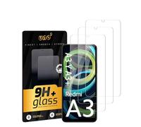 Uno' Lot de 3 films de protection d'écran en verre trempé pour Xiaomi Redmi A3 / Redmi A3X, résistant aux chocs et chutes, dureté 9H, anti-rayures, définition HD, anti-traces, installation sans bulles