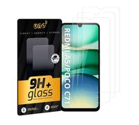 UNO' Lot de 3 protections d'écran en verre trempé pour Redmi A5 et Poco C71, ultra résistantes aux chocs et aux rayures, dureté 9H, HD, anti-traces de doigts, installation facile, sans bulles, toucher