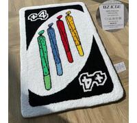 UNO Tapis en carton amusant et esthétique, rétro, antidérapant, lavable, moderne, abstrait, mignon, unique, pour salle de bain, chambre à coucher, petit tapis moelleux et doux pour entrée intérieure