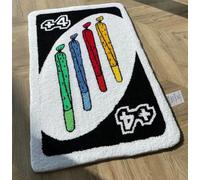 UNO Tapis en forme de carte amusant, esthétique, rétro, antidérapant, lavable, moderne, abstrait, mignon, unique, pour salle de bain, chambre à coucher, tapis moelleux et doux pour entrée et intérieur
