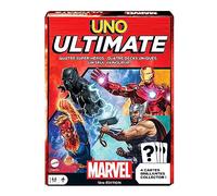 UNO Ultimate Marvel HVM25 - Jeu de Cartes, Motif Super-héros, Captain Marvel, Iron Man, Black Panther, Thor, règles spéciales, Cartes de Danger, Cartes à Collectionner, à partir de 7 Ans