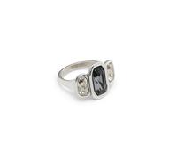 UNOde50 Bague plaquée argent avec 1 cristal gris et 2 cristaux Blancs