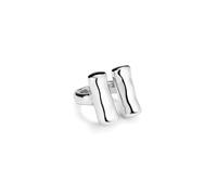 UNOde50 Bague plaquée argent avec tubes verticaux aux extrémités