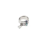 UNOde50 Bague triple plaquée argent avec cristaux rouges.