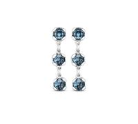 UNOde50 Boucles d'oreilles longues en plaqué argent sterling avec 3 cristaux bleus facettés