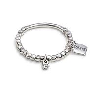 UNOde50 Bracelet à billes plaqué argent, avec pièce tubulaire et plaque avec un message