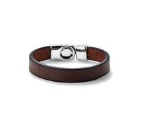 UNOde50 Bracelet en cuir marron lisse avec un tube central et fermoir plaqués argent