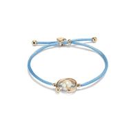 UNOde50 Bracelet en fil en nylon bleu avec perle de coquillage plaquée or 18 carats