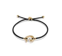 UNOde50 Bracelet en fil en nylon noir avec perle de coquillage plaquée or 18 carats