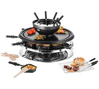 Unold Appareil à raclette 8 fourchettes à fondue, 8 poêlons, revêtement anti-adhésif, réglage de la température en continu acier
