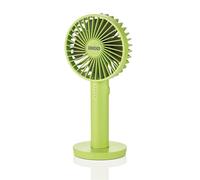 Unold Ventilateur à main Breezy II 86626 - Ventilateur à main à batterie 5 niveaux, 2 à 8 heures d'autonomie, fonction de charge USB, pied magnétique avec miroir, compact et mobile