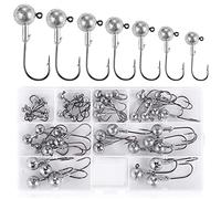 UNOLIGA 49pcs Têtes Plombées Crochets Kit de Hameçons de Pêche, Brochet pour Leurre Souple Pêche en Mer (1/2/3.5/5/7/10/14 g)