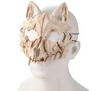 UNOLIGA Masque Crane Halloween, Masque Loup Garou, Masque Japonais, Masque Effrayant d'Halloween pour Adulte Enfant, Masque de Squelette d'Animal, Masque de Loup en Mousse PU