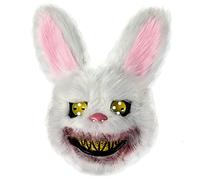 UNOLIGA Masque Effrayant d'Halloween Masque de Lapin Sanglant, Masque d'Horreur Masque de Lapin Poilu pour Enfant Adulte, Masque Drôle pour Halloween Carnaval Fête Déguisées Cosplay Mascarade