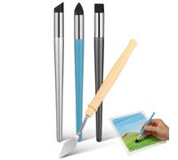 Unomor 3 Stylos Éponge d'Estompage pour Pastel à l'Huile 1 Couteau à Peindre, Outils de Dessin d'Esquisse Portables et Légers pour Artiste en Voyage