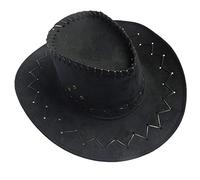 UnoSheng Chapeau de cowboy Western pour homme et femme, chapeau de soleil malléable, à large bord, pour enfants, Noir , taille unique