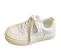UnoSheng Chaussures à plateforme pour femme - Sandales pour femme - Style rétro - Baskets décontractées - Chaussures à talon compensé pour l'hiver, Blanc., 39 EU