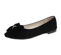 UnoSheng Chaussures bleues pour femme Escarpins été et automne en daim léger pointu Shallow Mouth Soft Bottom Bow Chaussures simples Rencontres quotidiennes Grande taille Chaussures plates Chaussures