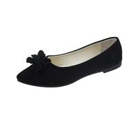 UnoSheng Chaussures de sport pour femme - Hiver et automne - En daim léger - Pointé - Bouche souple - Chaussures simples - Rencontres quotidiennes - Grande taille - Ballet - Chaussures plates, Noir
