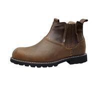 UnoSheng Chaussures viking pour homme - Bottes en cuir - Vintage - Bout rond - Bottes courtes plates - Chaussures à roulettes - Chaussures pour hommes - 43, marron, 44 EU