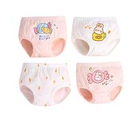 UnoSheng Ensemble de sous-vêtements pour enfants, nourrissons, bébés filles et garçons en coton - Sous-vêtements imprimés de dessins animés - Culottes et shorts - Lot de 4 étiquettes (Rose-3, 2-3 ans)
