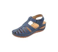 UnoSheng Été Cool Confortable Rétro Femme Sandales Trous Voiture Pas Slip Pas de Ponçage Pieds Grande Taille Ronde Headpie Sandales Femme Chaussures Extra Large Femme, bleu, 44 EU