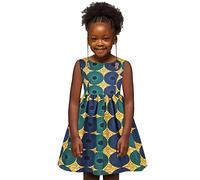 UnoSheng Jupe pailletée Enfant Bébé Africain Dashiki Style Traditionnel Sans Manches Col Rond Robe Ankara Princesse Robes Tenues Franges Filles, vert, 5-6 ans