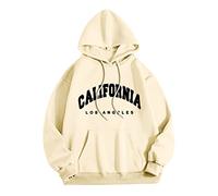 UnoSheng Sweat à capuche pour homme avec impression lettre - California Hood, oversize, automne - Doux, confortable, respirant, sweat-shirt pour homme streetwear décontracté, beige, M
