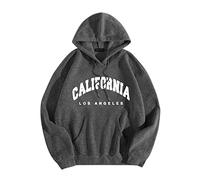 UnoSheng Sweat à capuche pour homme avec impression lettre - California Hood, oversize, automne - Doux, confortable, respirant, sweat-shirt pour homme streetwear décontracté, gris foncé, XL