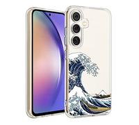 Unov Coque Compatible avec Galaxy A54 5G - Transparente - avec Motif en TPU Souple - Absorption des Chocs - Fine - Motif gaufré - 6,4" (Great Wave)