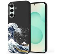 Unov Coque compatible avec Galaxy S25+ Plus 5G avec motif en relief Art Great Wave Design fin Protection en TPU souple Bumper Back Cover