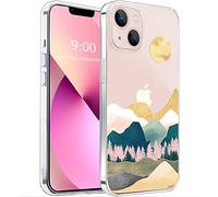 Unov Coque compatible avec iPhone 13 - Transparente - Avec motif - Design fin - Protection en TPU souple - Pare-choc avec motif gaufré - 6,1" (montagnes de la Sierra)
